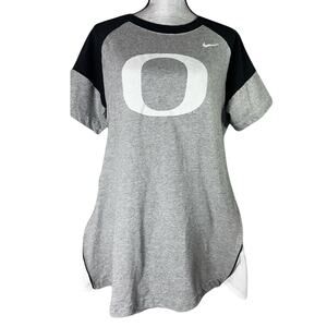 NIKE UofO Oregon Ducks Sz Medium Maternity Shirt Dress Short Gray Logo Side Zip